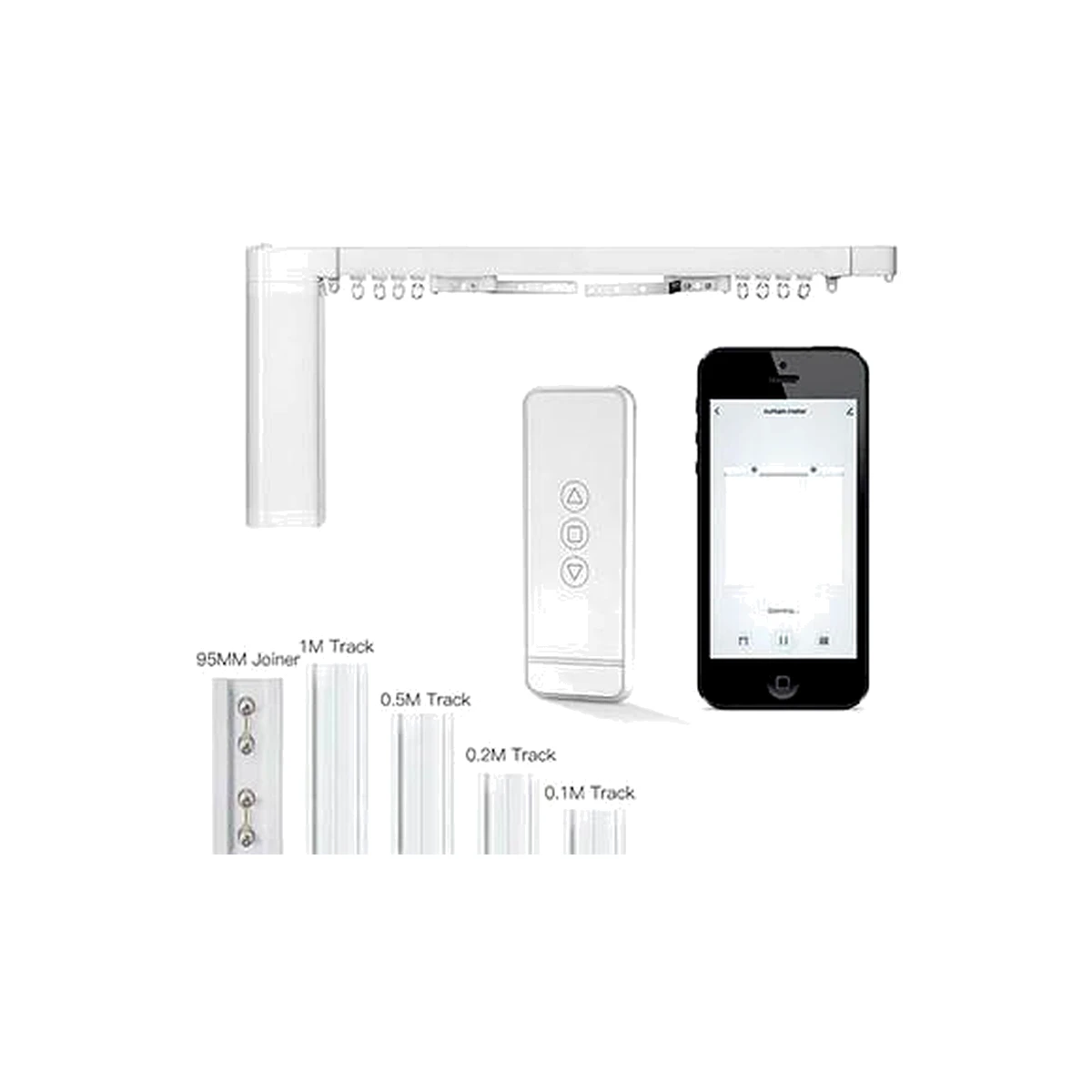 LEXA Wireless Smart Curtain Kit, C Shape 3.14 m Track, Zigbee/Wi Fi Motor One Way Remote