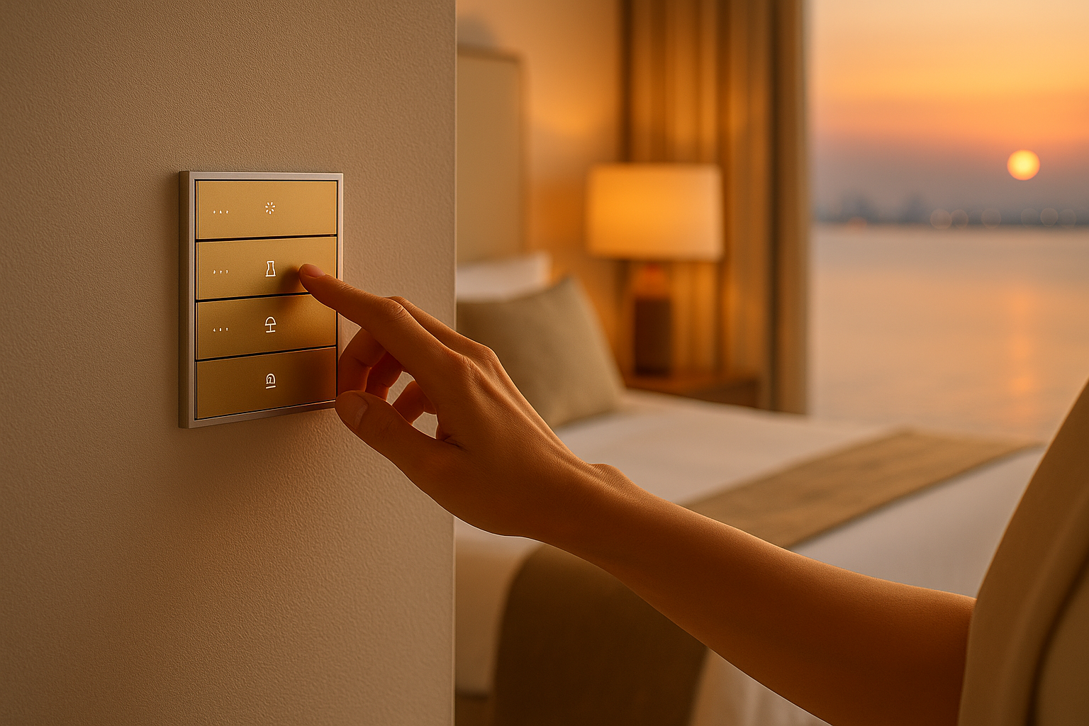 Palm Jumeirah Waterfront Villmaster Bedroom Overlooking The Arabigulf At Sunset