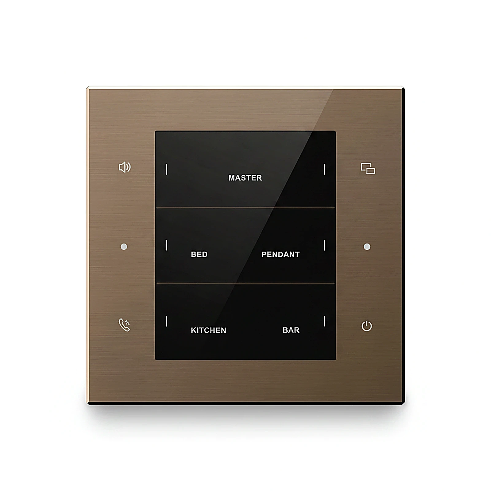 LEX AURA Six button metal smart panel (KNX interface base) white gold