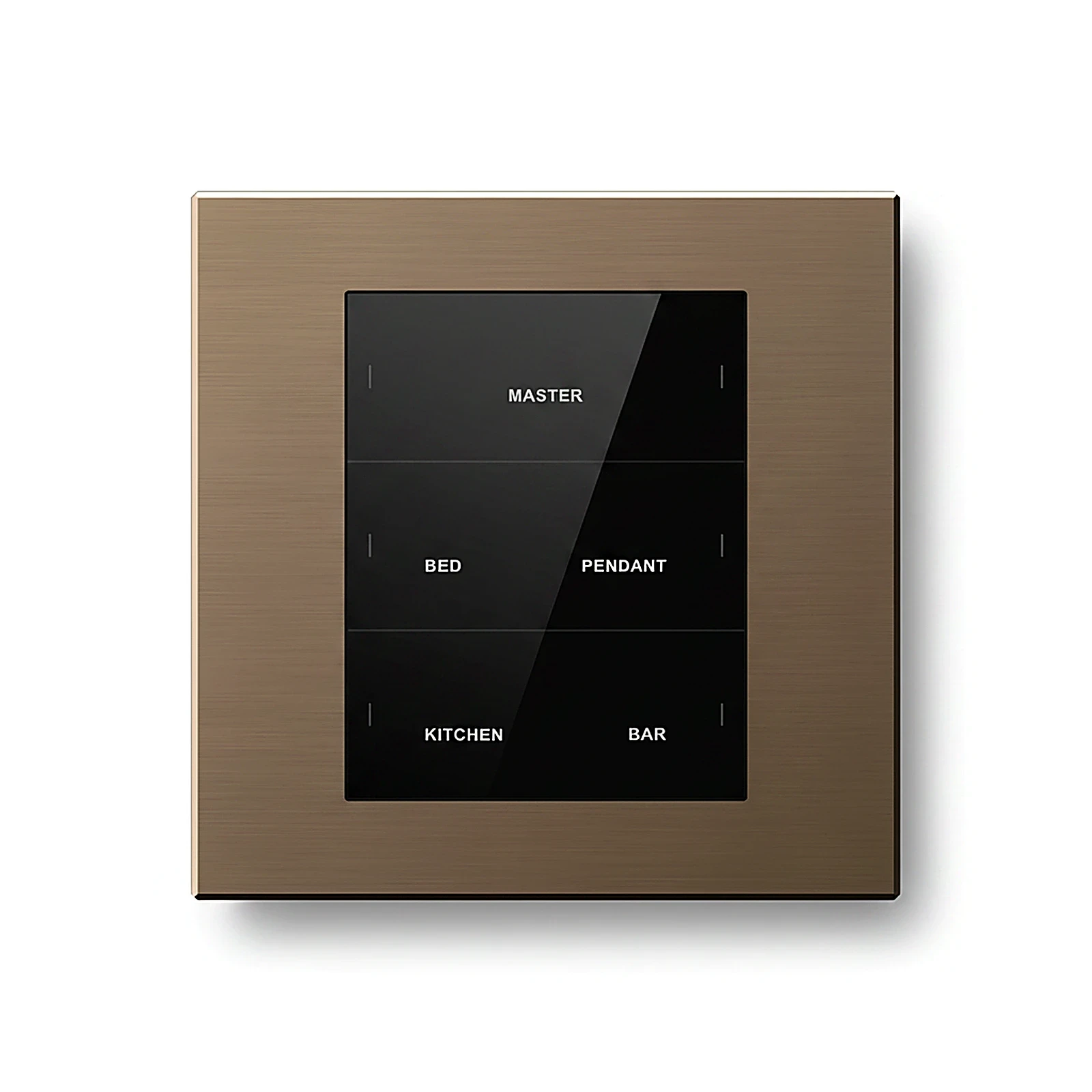 LEX AURA Six button metal smart panel (KNX interface base) white gold