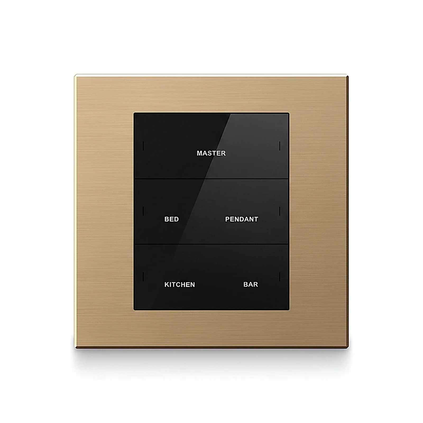 LEX AURA Six button metal smart panel (KNX interface base) white gold