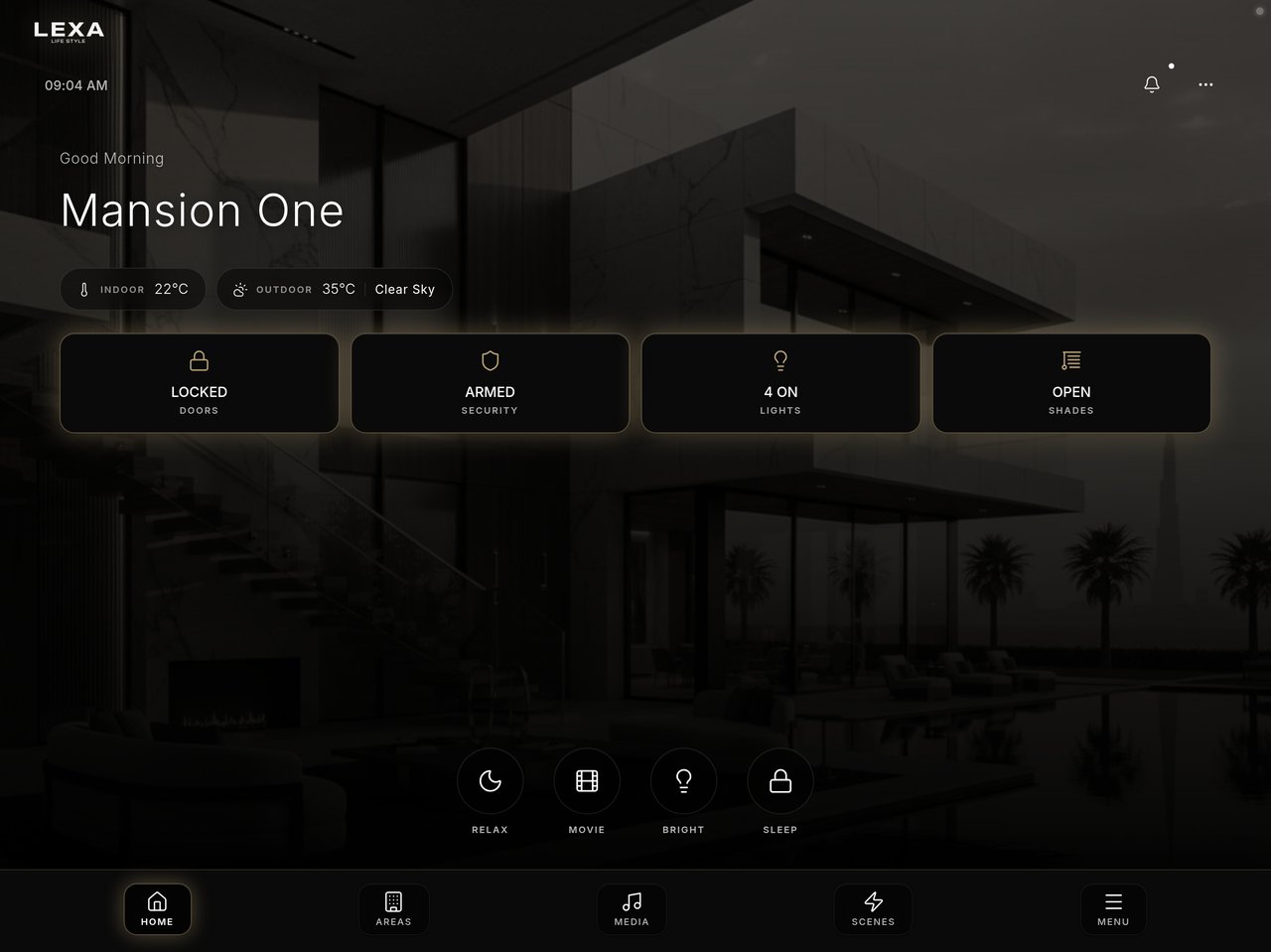 LEXA tablet dashboard